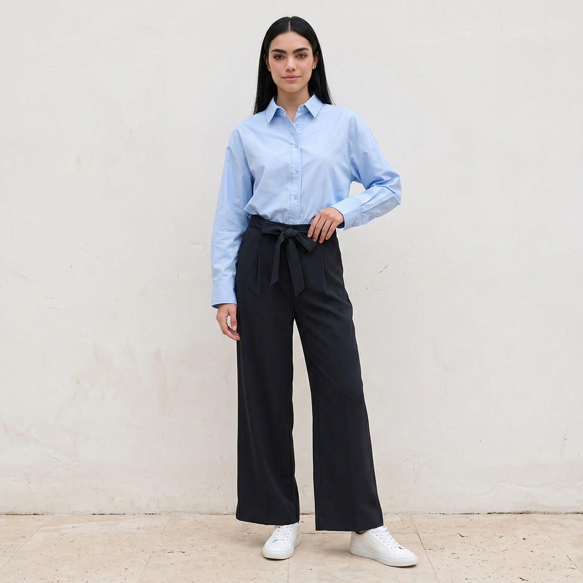 Splash Basic Oversized Shirt with High Low Hem-women-clothing-shirtsandblouses-shirts-image-5