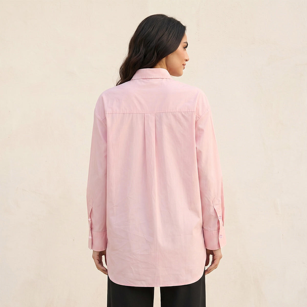 Splash Basic Oversized Shirt with High Low Hem-women-clothing-shirtsandblouses-shirts-image-4