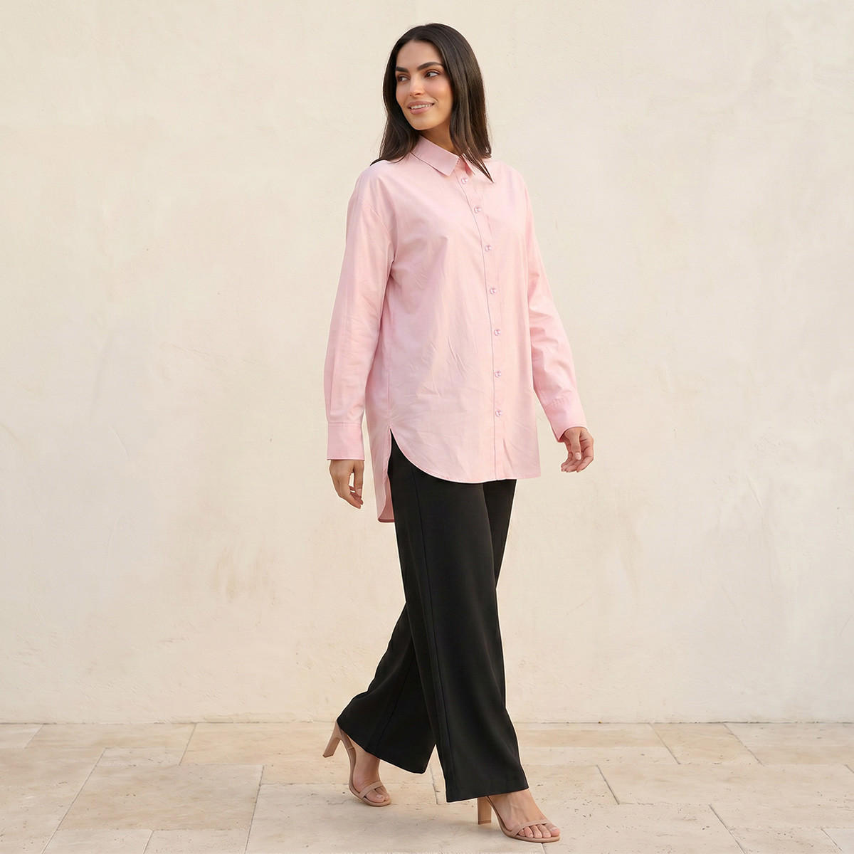Splash Basic Oversized Shirt with High Low Hem-women-clothing-shirtsandblouses-shirts-image-5