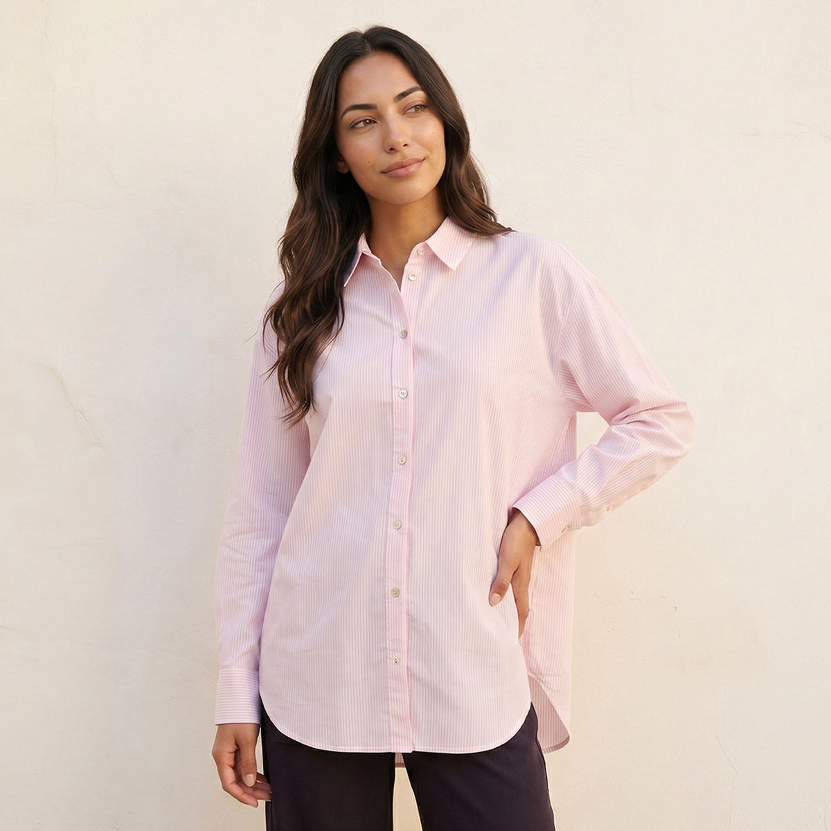 Splash Basic Striped Shirt-women-clothing-shirtsandblouses-shirts-image-1