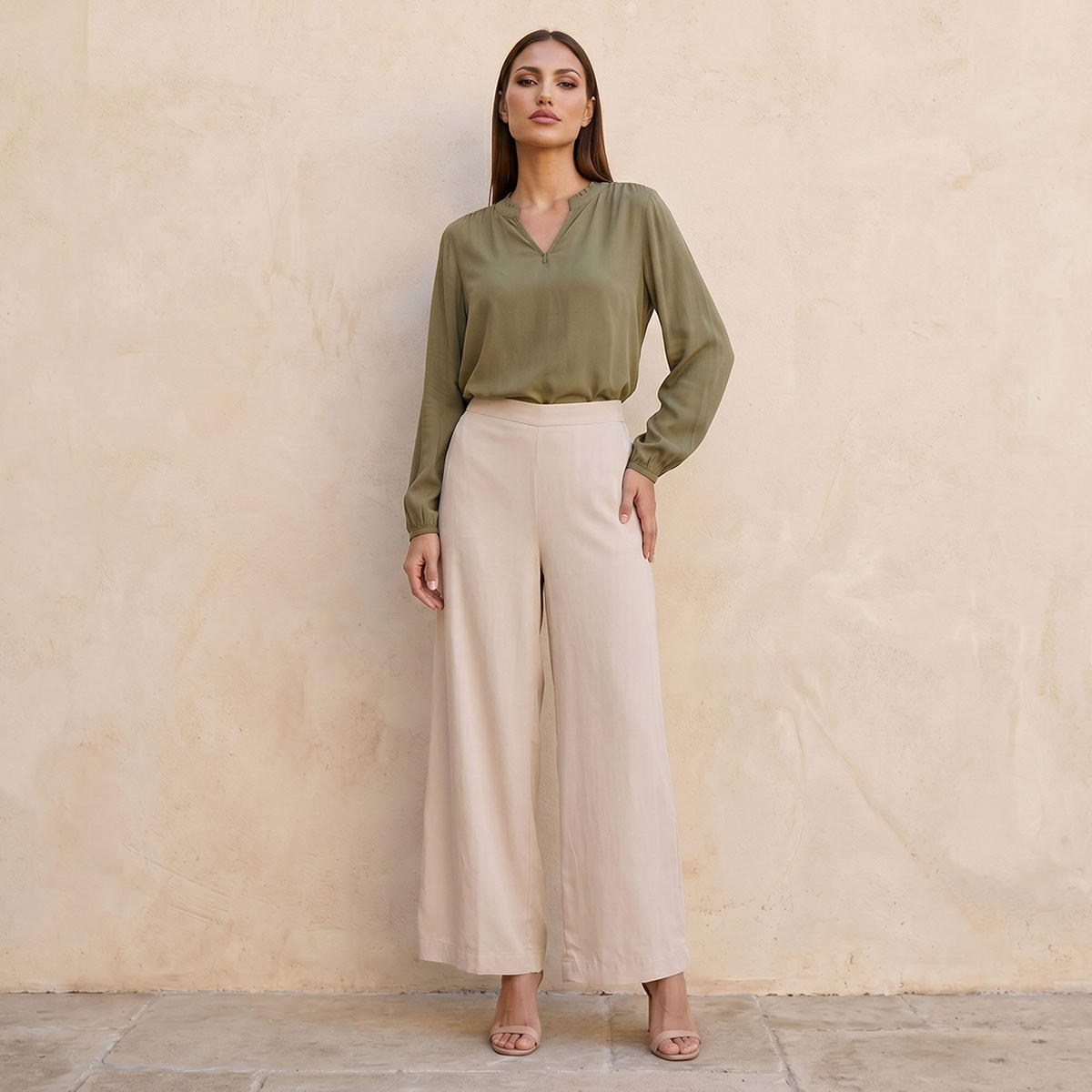 بنطلون فيسكوز بخصر نصف مطاطي من سبلاش بيسك-women-clothing-trousers-image-3