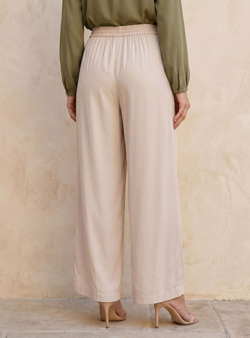 بنطلون فيسكوز بخصر نصف مطاطي من سبلاش بيسك-women-clothing-trousers-image-4