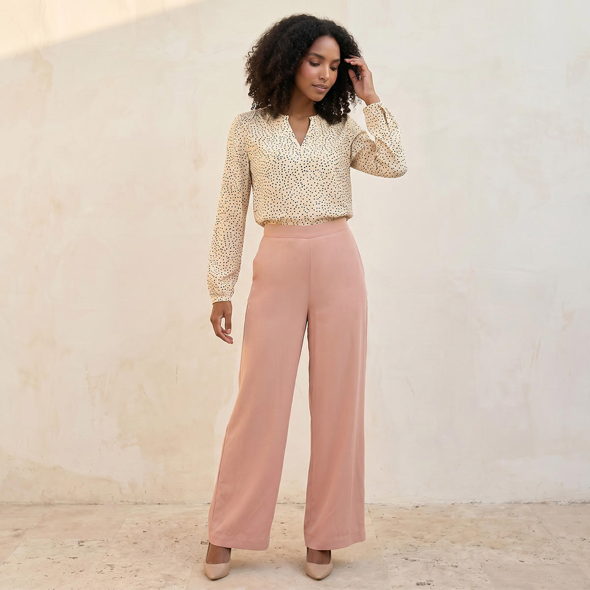 Splash Basic Semi-Elastic Waist Viscose Pants-women-clothing-trousers-image-3
