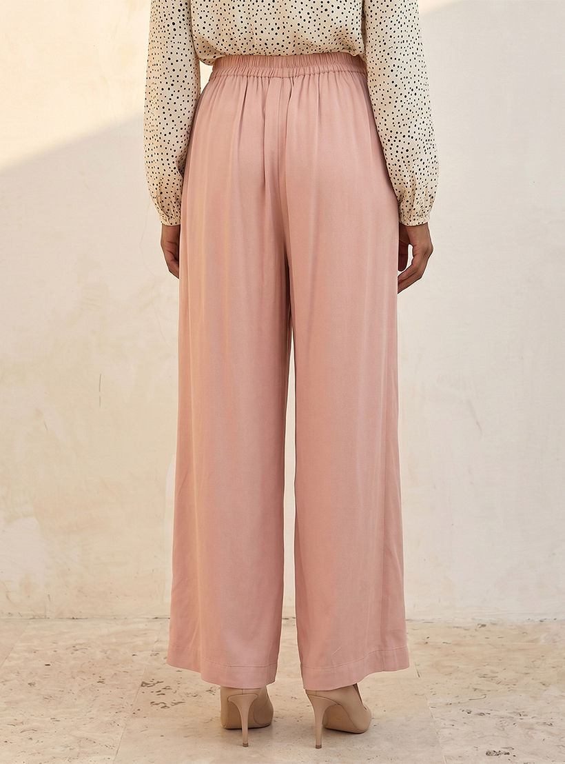 Splash Basic Semi-Elastic Waist Viscose Pants-women-clothing-trousers-image-4