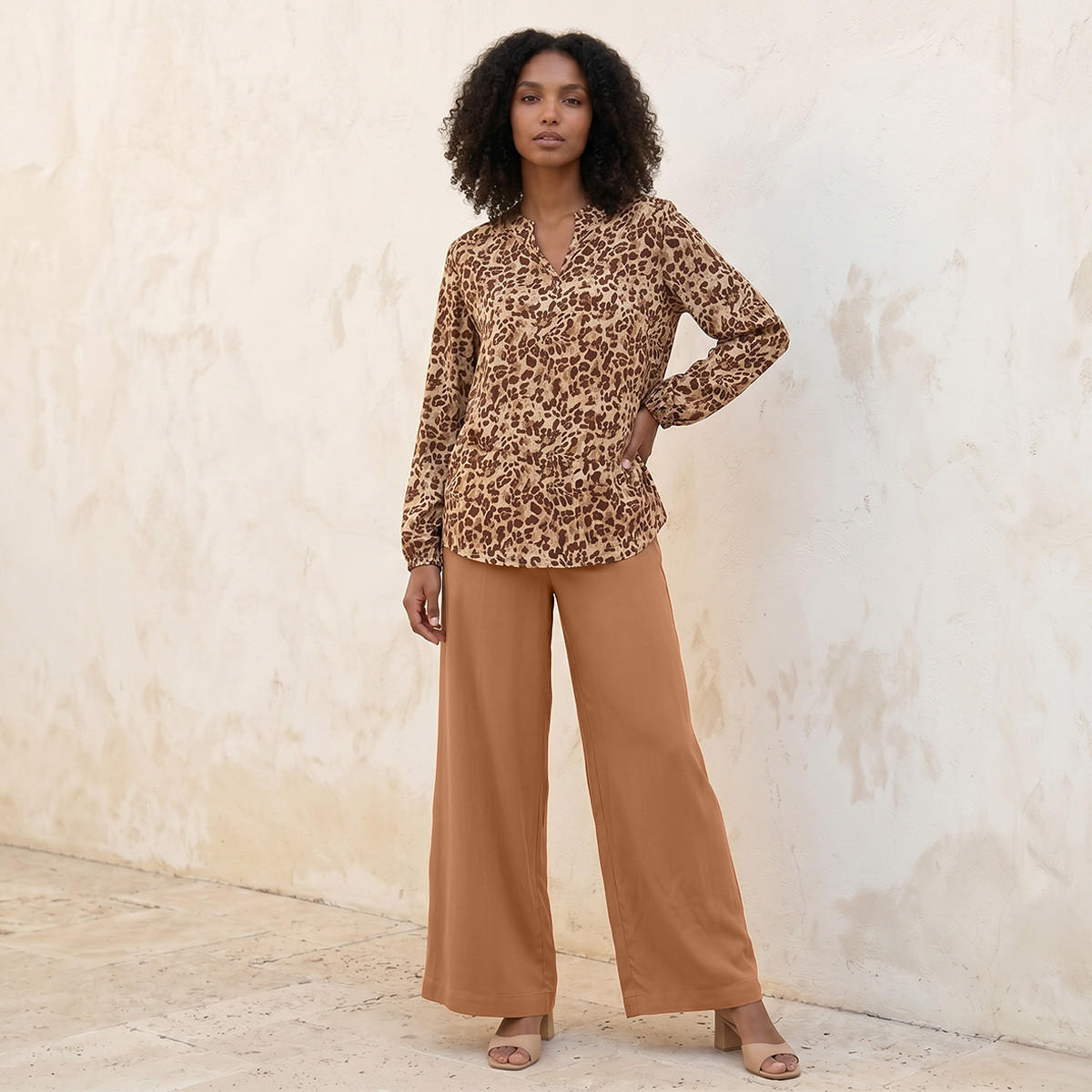 Splash Basic Semi-Elastic Waist Viscose Pants-women-clothing-trousers-image-3