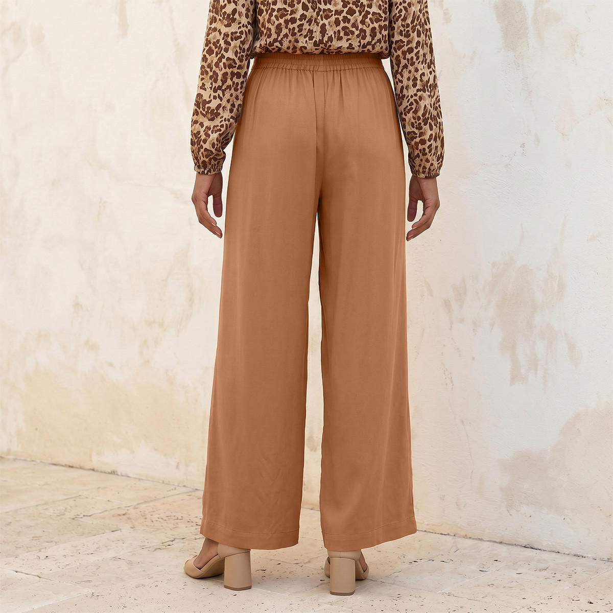 Splash Basic Semi-Elastic Waist Viscose Pants-women-clothing-trousers-image-4