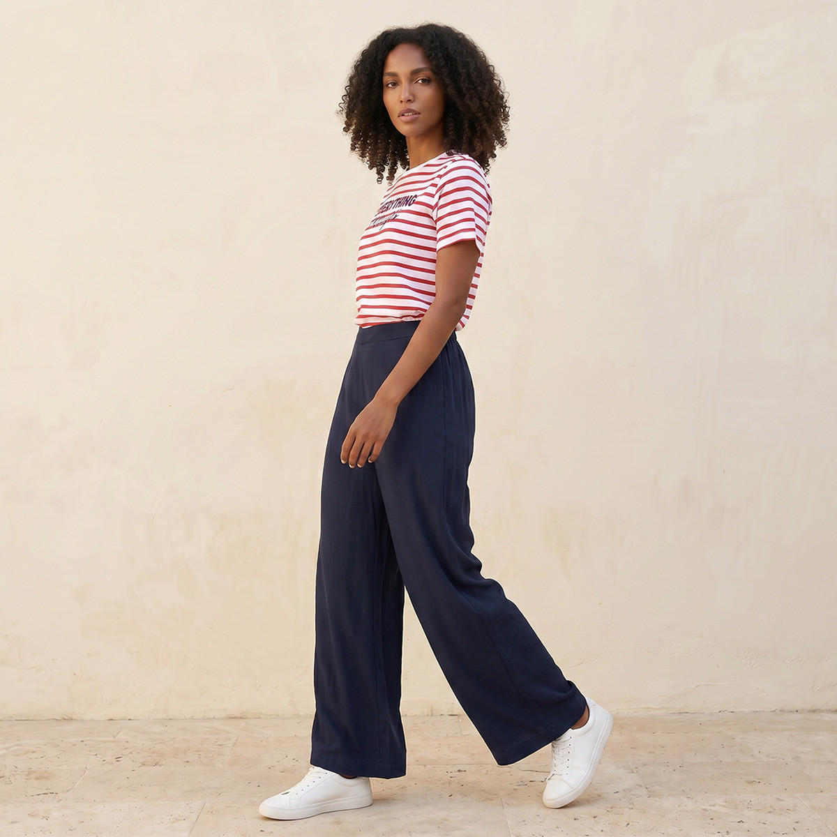 بنطلون فيسكوز بخصر نصف مطاطي من سبلاش بيسك-women-clothing-trousers-image-3
