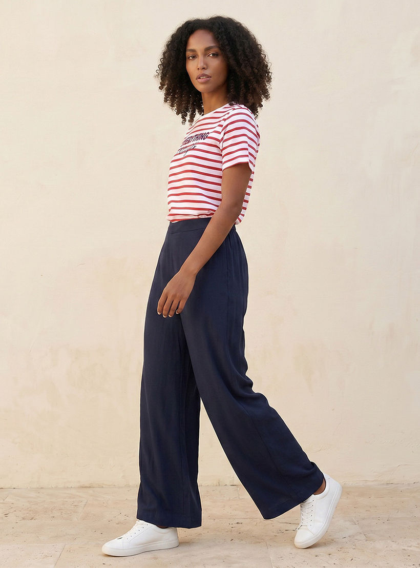 بنطلون فيسكوز بخصر نصف مطاطي من سبلاش بيسك-women-clothing-trousers-image-3