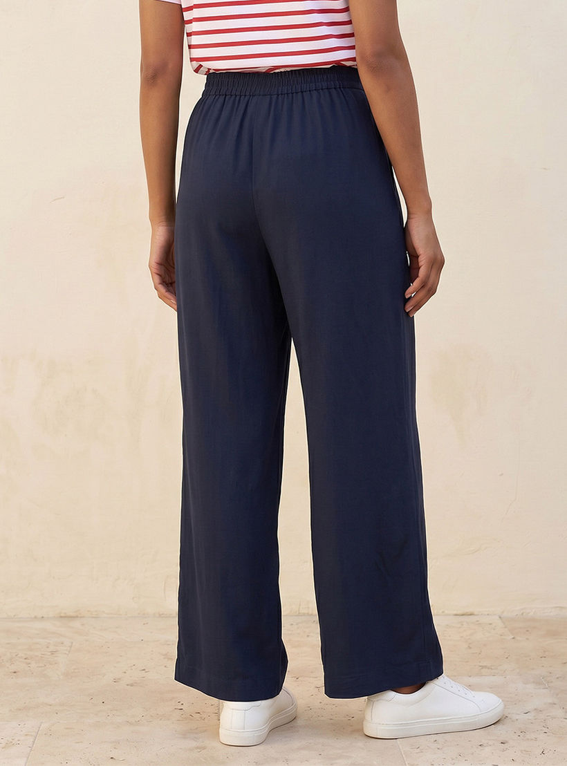 بنطلون فيسكوز بخصر نصف مطاطي من سبلاش بيسك-women-clothing-trousers-image-4