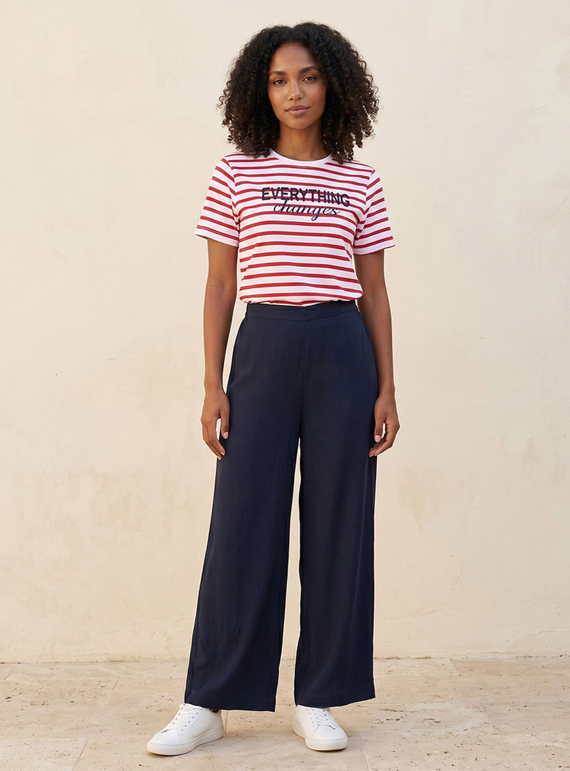 بنطلون فيسكوز بخصر نصف مطاطي من سبلاش بيسك-women-clothing-trousers-image-5