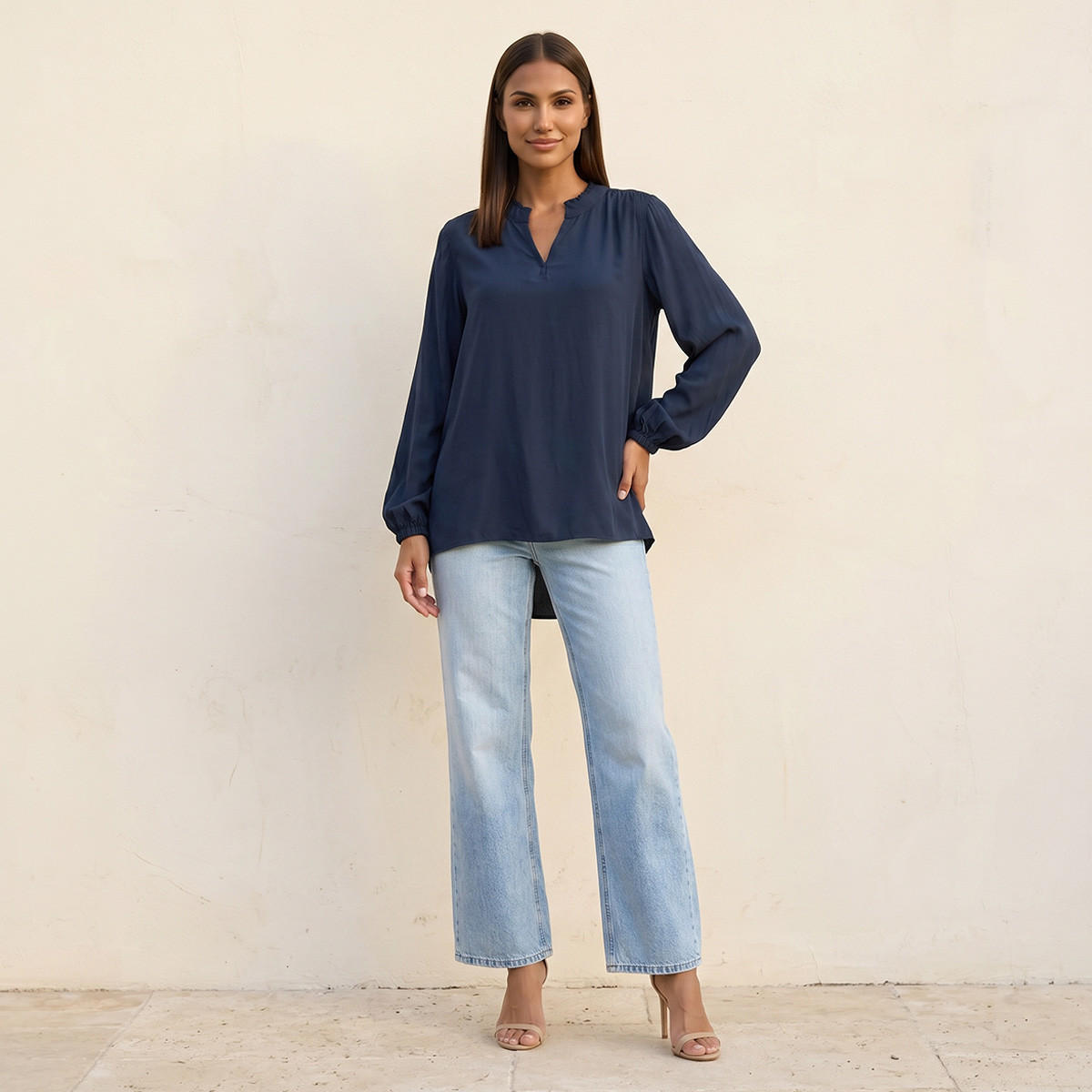 Splash Basic Viscose Top High-Low Hem-women-clothing-shirtsandblouses-blouses-image-3