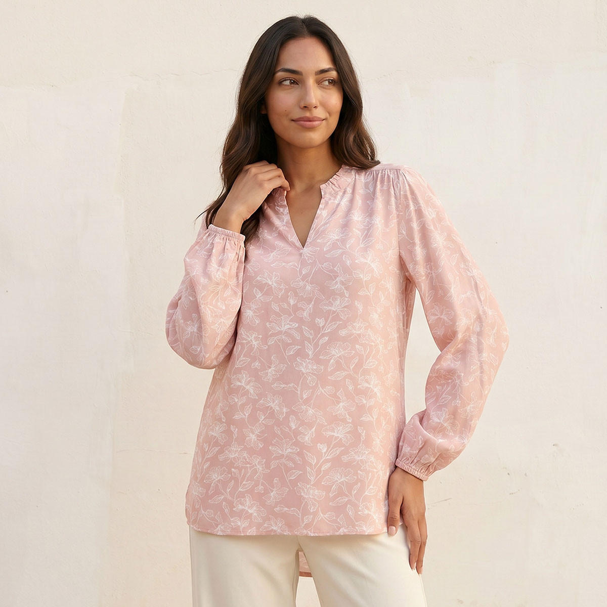 بلوزة فيسكوز ناعمة بطبعة زهور أنيقة من سبلاش-women-clothing-shirtsandblouses-blouses-image-1