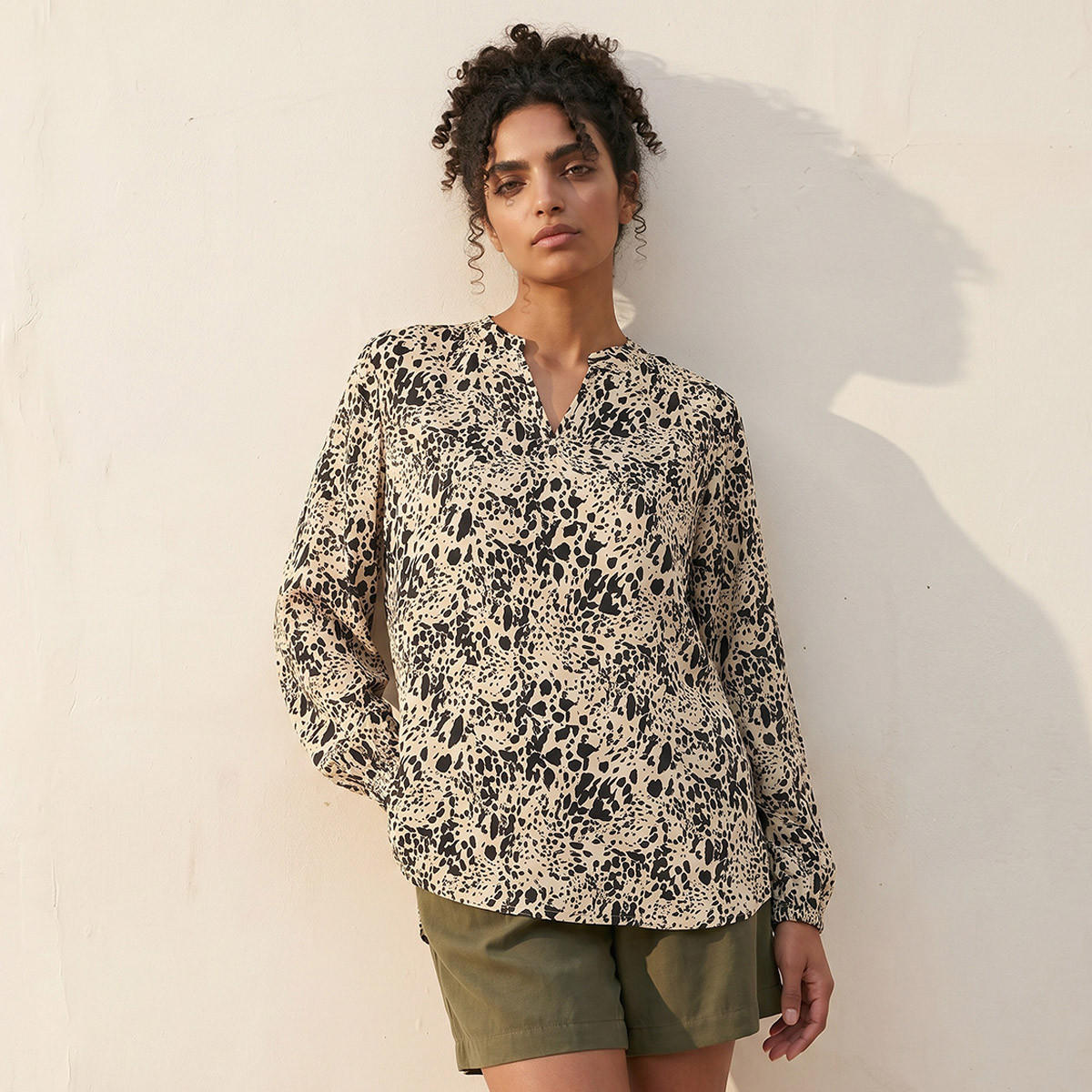 Splash Basic Viscose Top with V-neck-women-clothing-shirtsandblouses-blouses-image-1