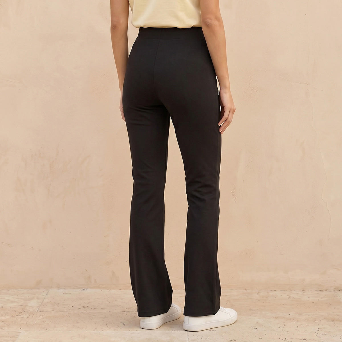 Splash Basic Elasticated Waist Full Length Flared Leggings-women-clothing-leggings-image-4