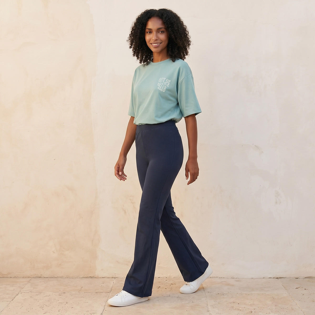 بنطلون ليقنز واسع بخصر مطاطي من سبلاش بيسك-women-clothing-leggings-image-3