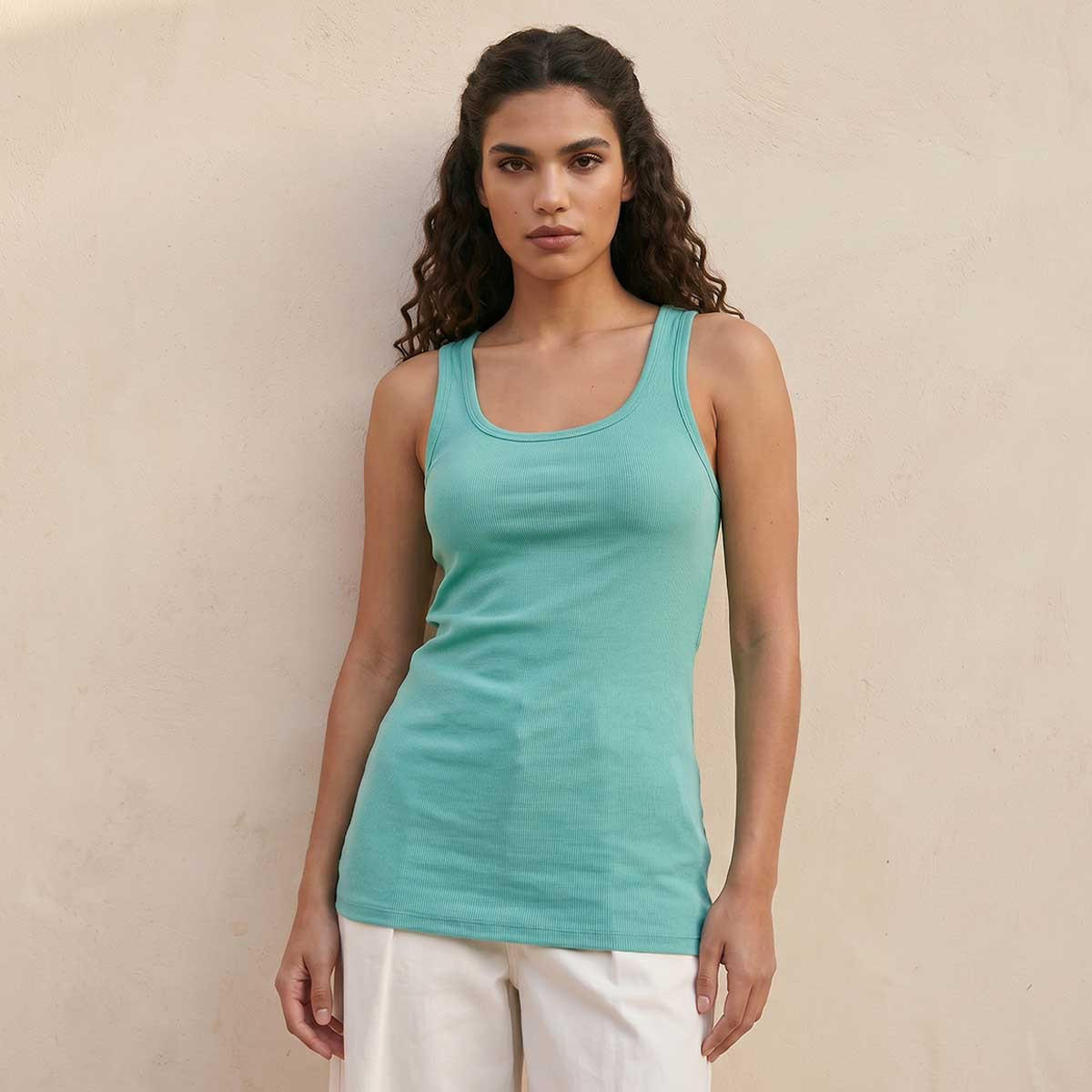 Splash Basic Slim Fit Tank Top Ribbed-women-clothing-tshirts-image-1