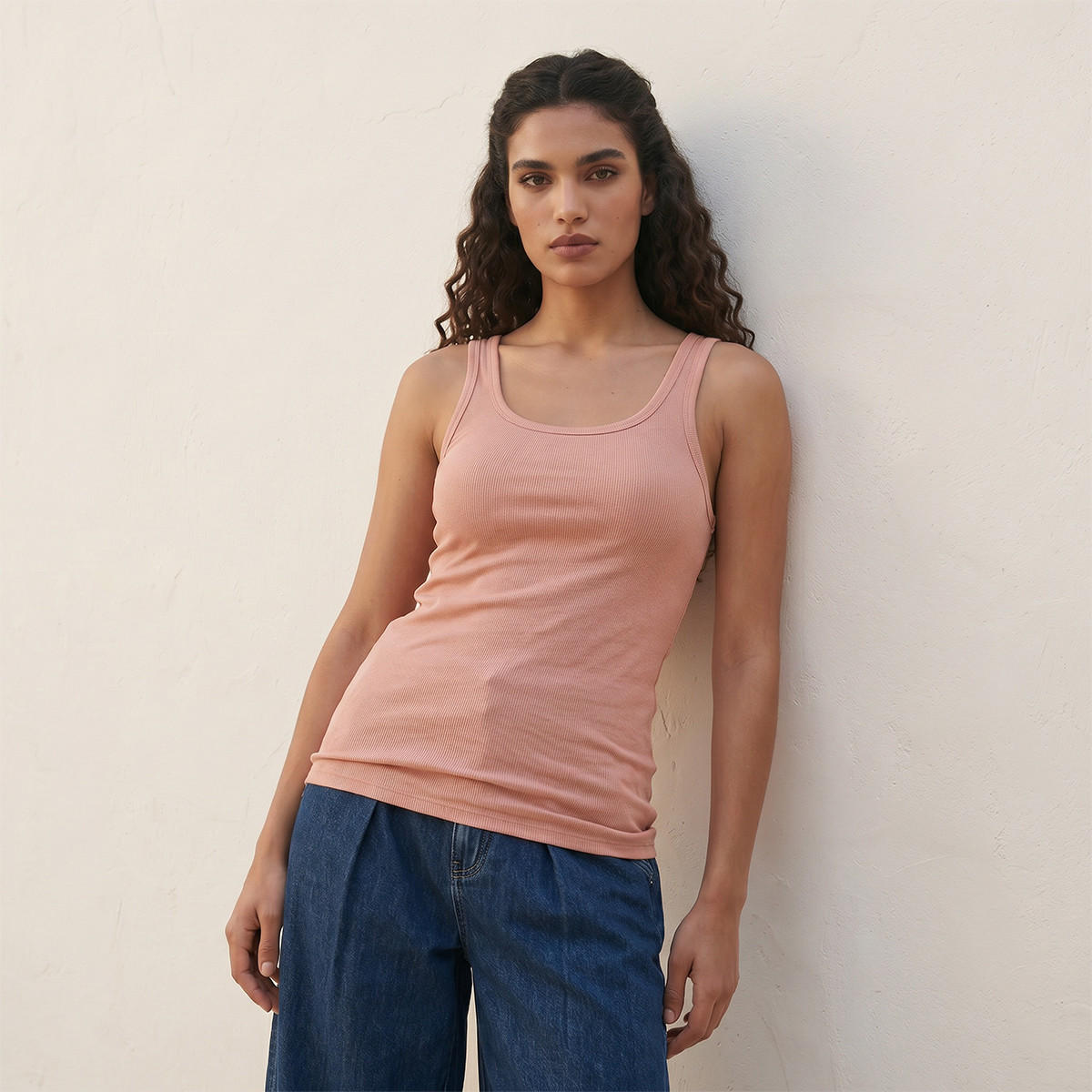 Splash Basic Slim Fit Tank Top Ribbed-women-clothing-tshirts-image-1
