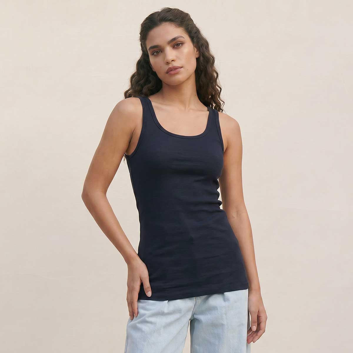 Splash Basic Slim Fit Tank Top Ribbed-women-clothing-tshirts-image-1