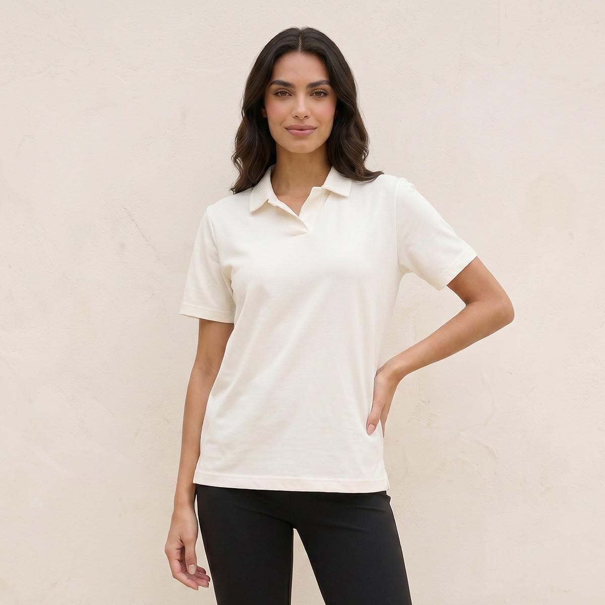 تيشيرت بولو بياقة مضلعة من سبلاش بيسك-women-clothing-tshirts-image-1