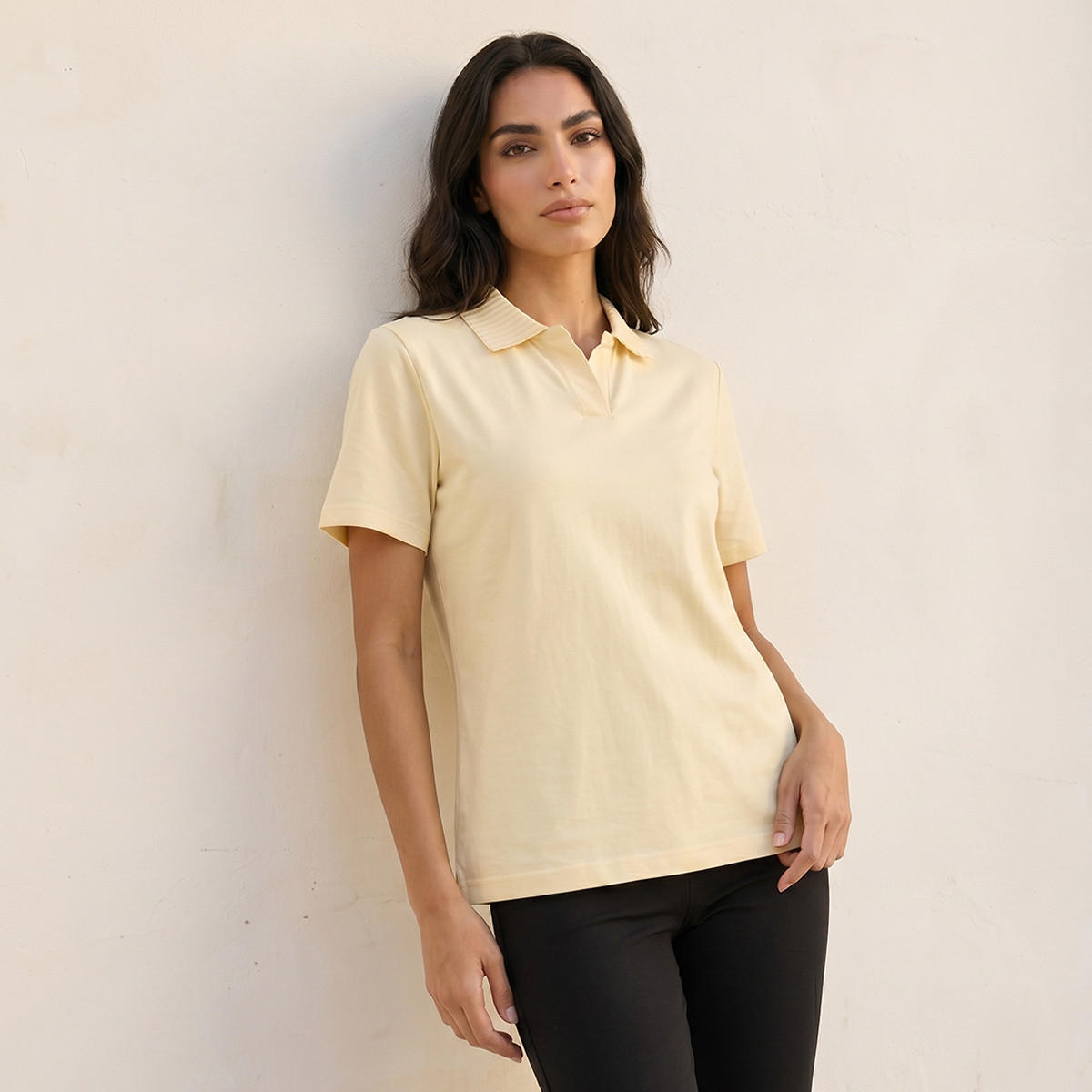 تيشيرت بولو بياقة مضلعة من سبلاش بيسك-women-clothing-tshirts-image-1
