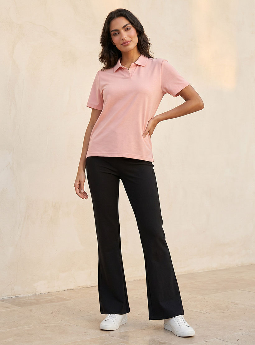 Splash Basic Polo T-shirt with Ribbed Collar-women-clothing-tshirts-image-3