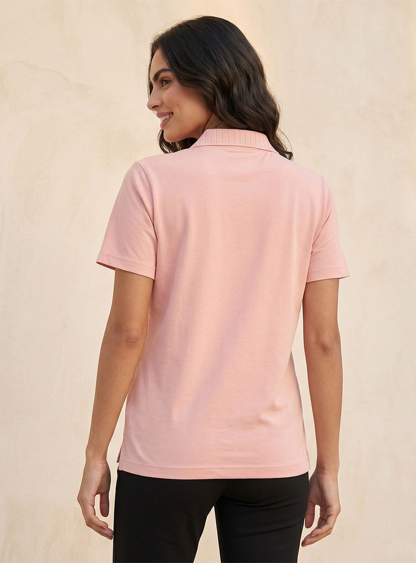 Splash Basic Polo T-shirt with Ribbed Collar-women-clothing-tshirts-image-4