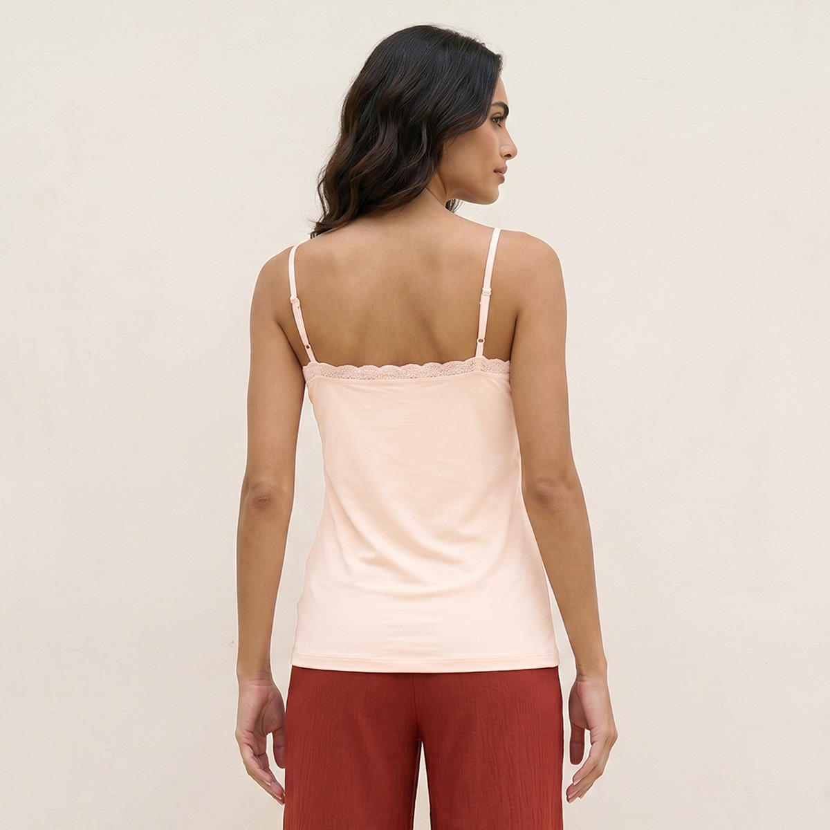 Splash Basic Slim Fit Camisole with Lace Trim-women-clothing-tshirts-image-4