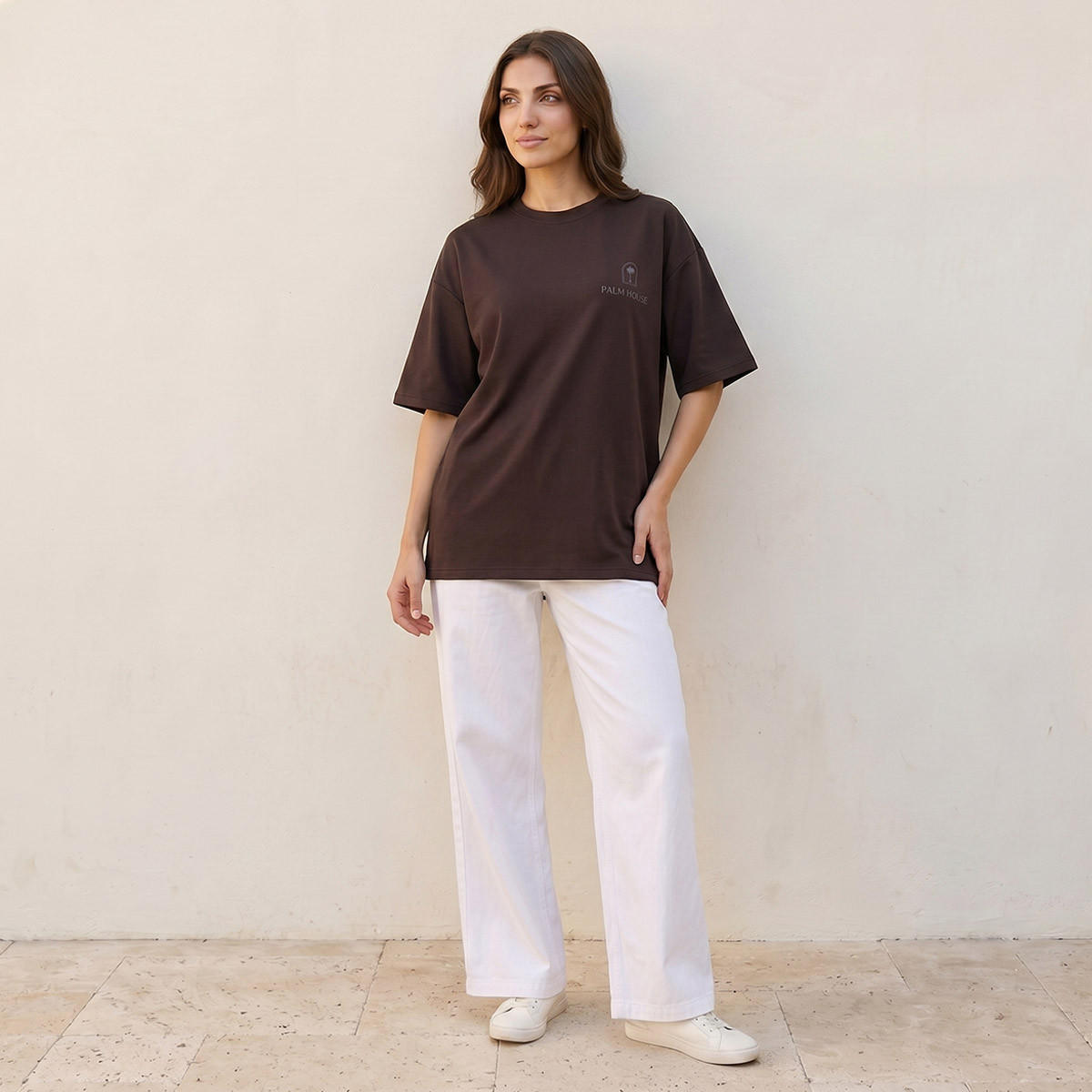 تيشيرت بوكسي بطبعات شعار من سبلاش بيسك-women-clothing-tshirts-image-3