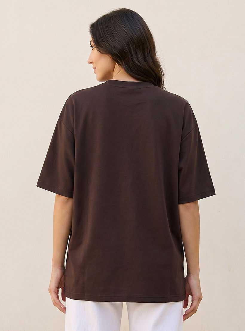 تيشيرت بوكسي بطبعات شعار من سبلاش بيسك-women-clothing-tshirts-image-4