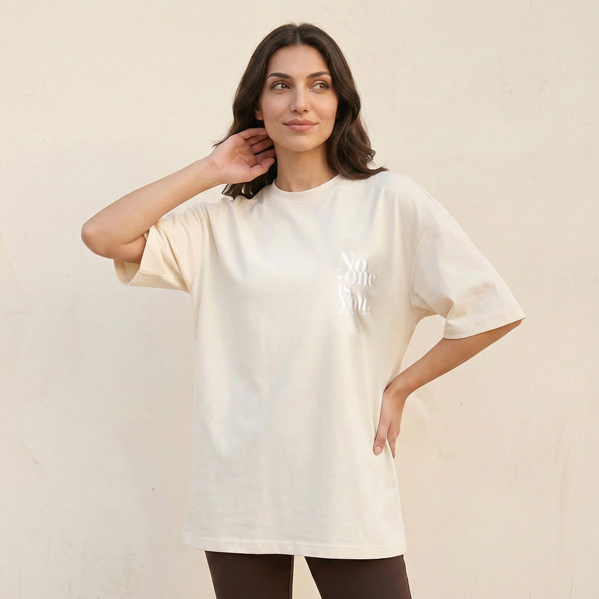 تيشيرت بوكسي بطبعات شعار من سبلاش بيسك-women-clothing-tshirts-image-1