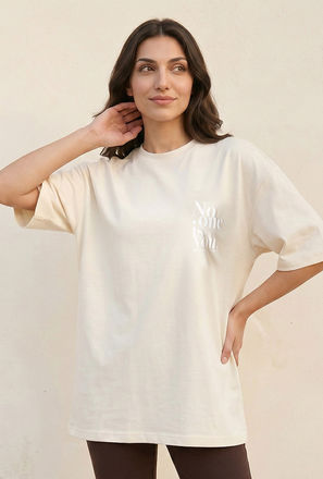 تيشيرت بوكسي بطبعات شعار من سبلاش بيسك-women-clothing-tshirts-image-1