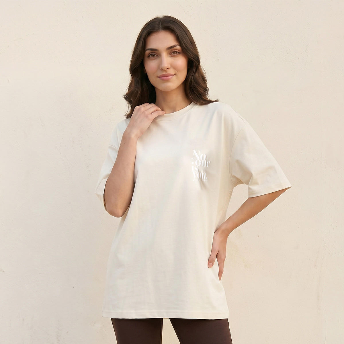 تيشيرت بوكسي بطبعات شعار من سبلاش بيسك-women-clothing-tshirts-image-5