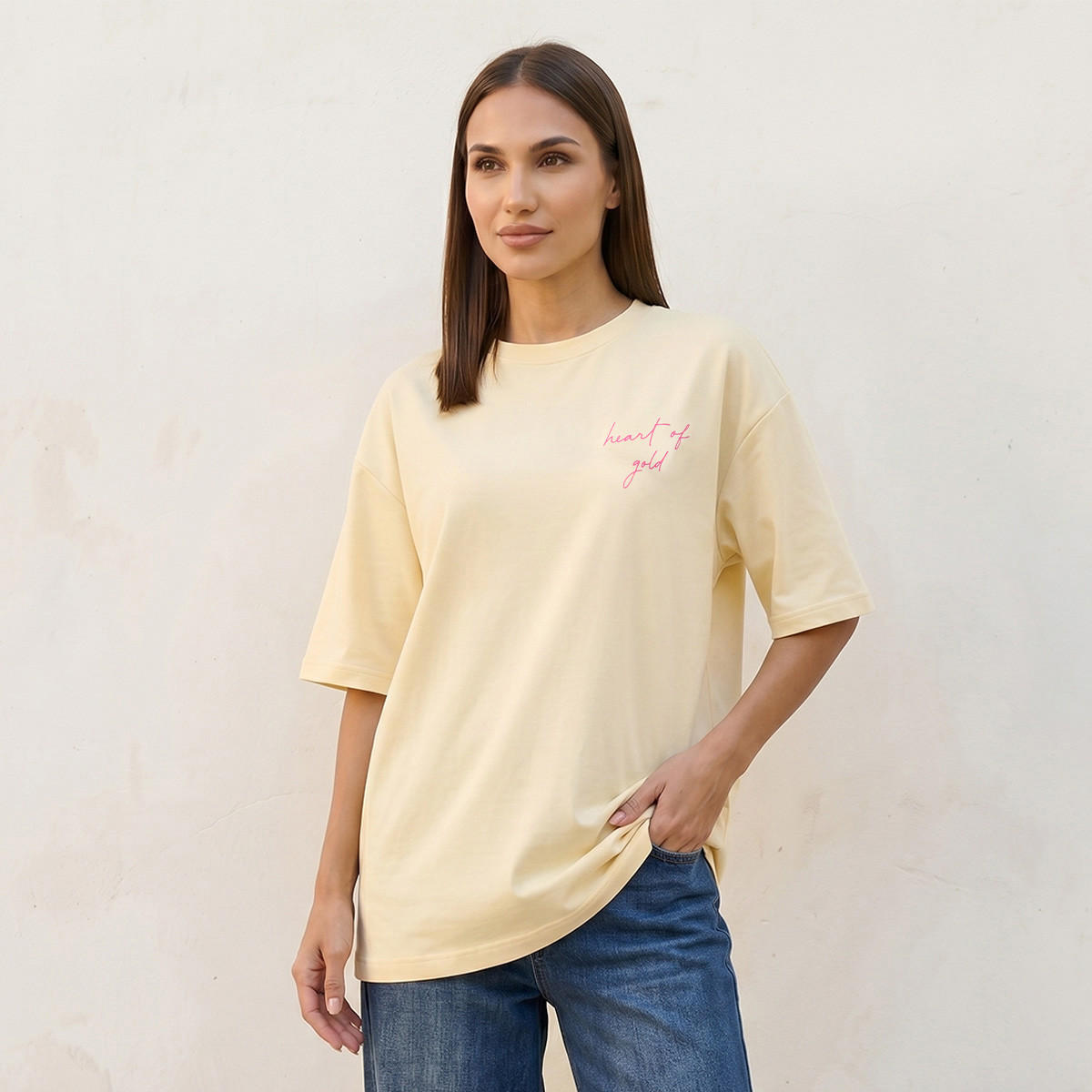 Splash Basic Boxy Fit T-shirt with Slogan Print-women-clothing-tshirts-image-1