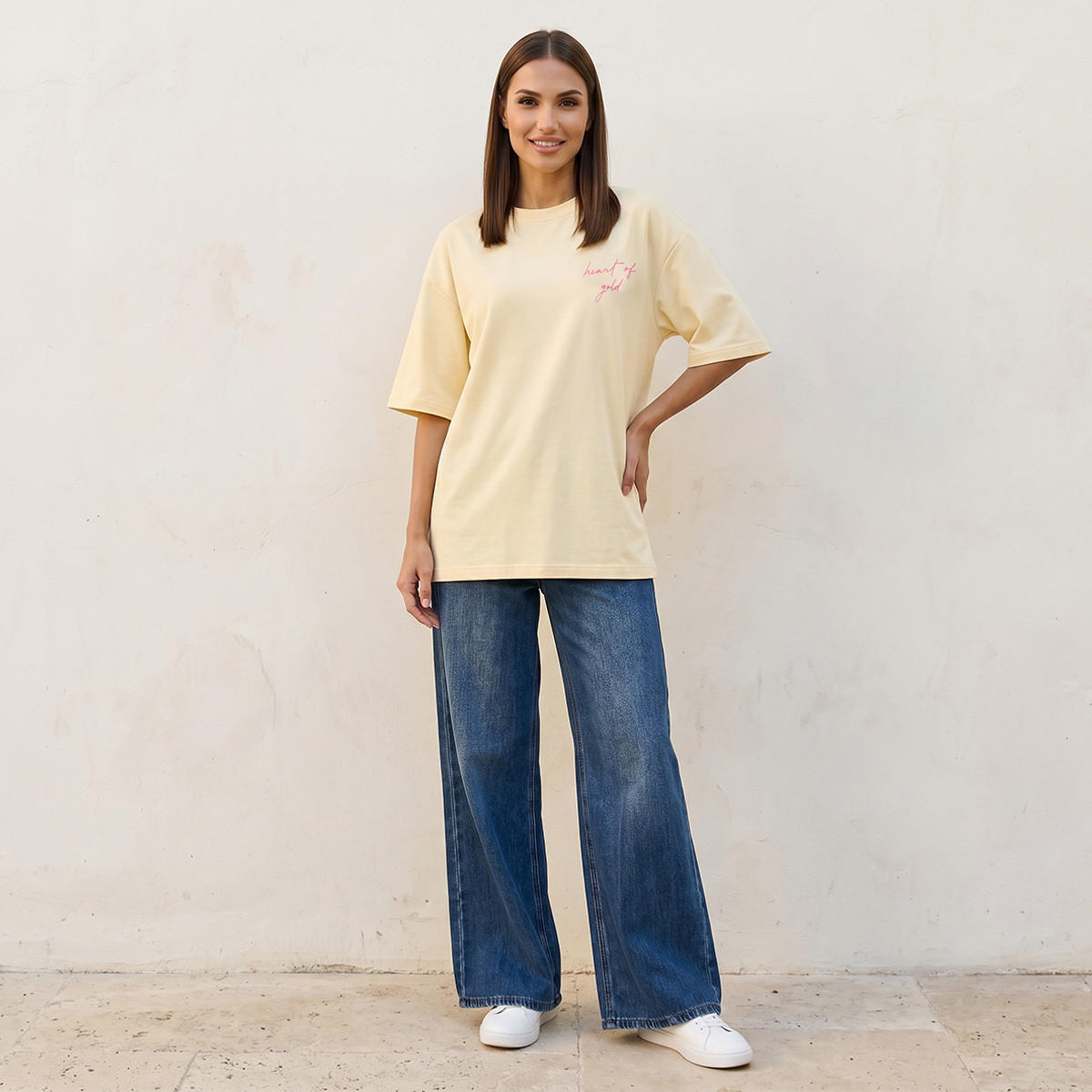 Splash Basic Boxy Fit T-shirt with Slogan Print-women-clothing-tshirts-image-3