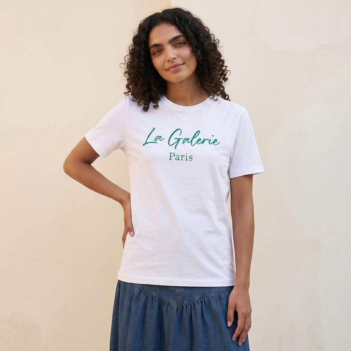 تيشيرت قطن بطبعات شعار من سبلاش بيزك-women-clothing-tshirts-image-1