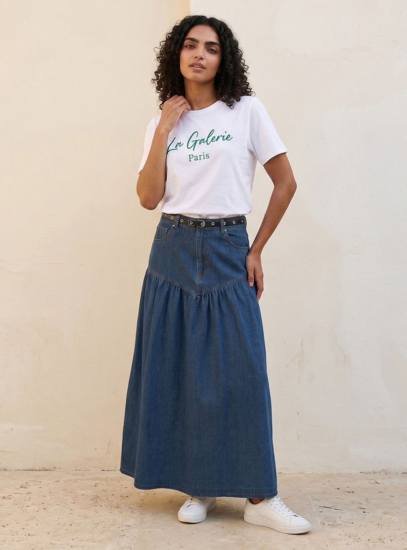 تيشيرت قطن بطبعات شعار من سبلاش بيزك-women-clothing-tshirts-image-3