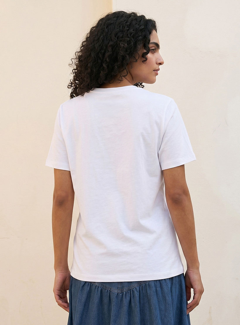تيشيرت قطن بطبعات شعار من سبلاش بيزك-women-clothing-tshirts-image-4