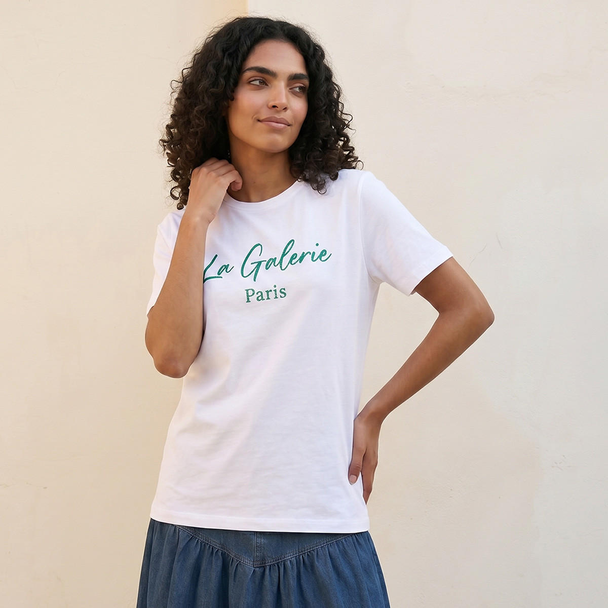 تيشيرت قطن بطبعات شعار من سبلاش بيزك-women-clothing-tshirts-image-5