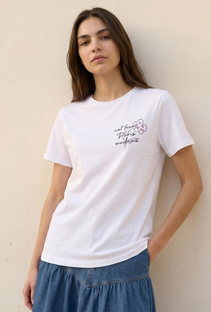 تيشيرت قطن أساسي بطبعة من سبلاش-women-clothing-tshirts-image-1