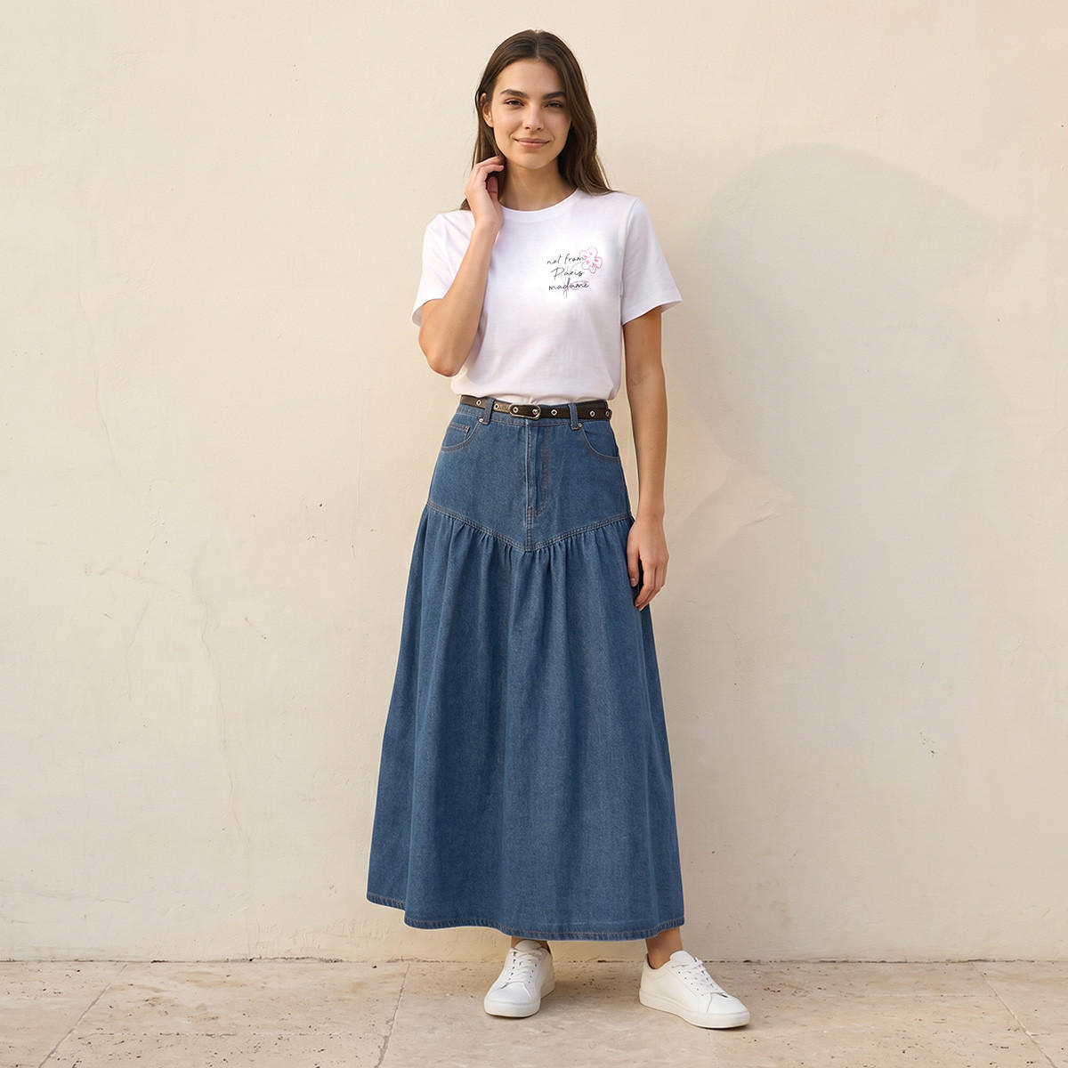 تيشيرت قطن أساسي بطبعة من سبلاش-women-clothing-tshirts-image-3
