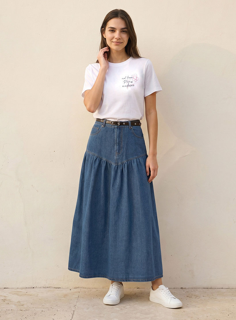 تيشيرت قطن أساسي بطبعة من سبلاش-women-clothing-tshirts-image-3