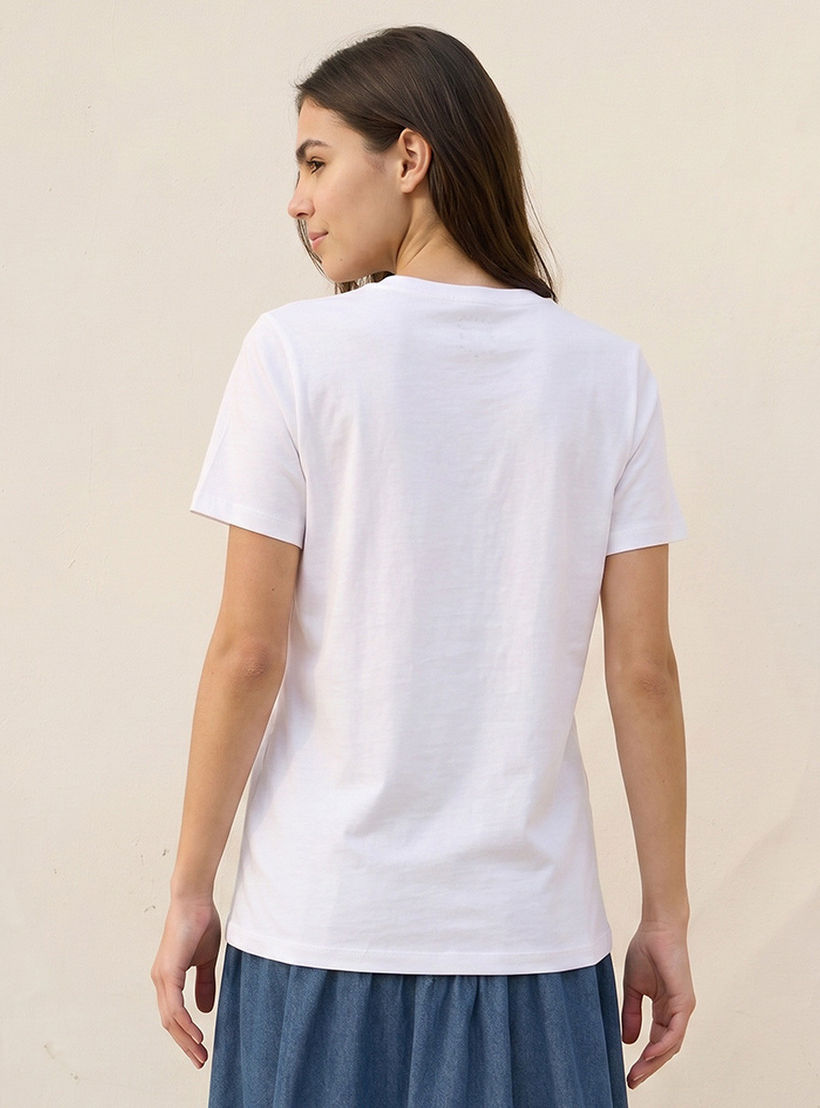 تيشيرت قطن أساسي بطبعة من سبلاش-women-clothing-tshirts-image-4