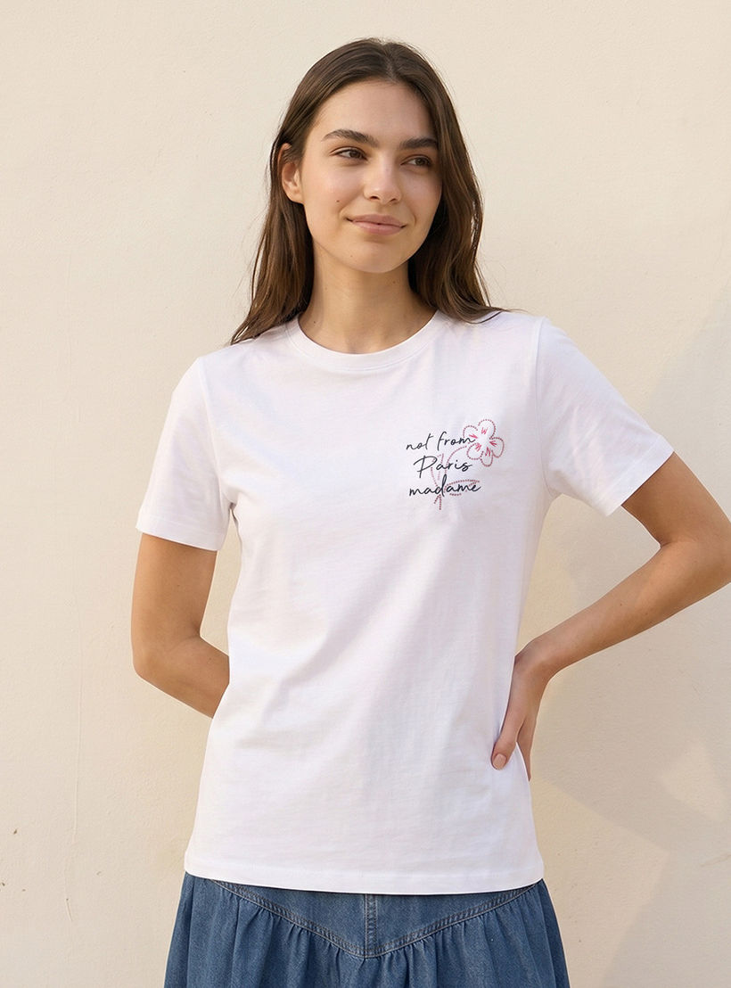 تيشيرت قطن أساسي بطبعة من سبلاش-women-clothing-tshirts-image-5