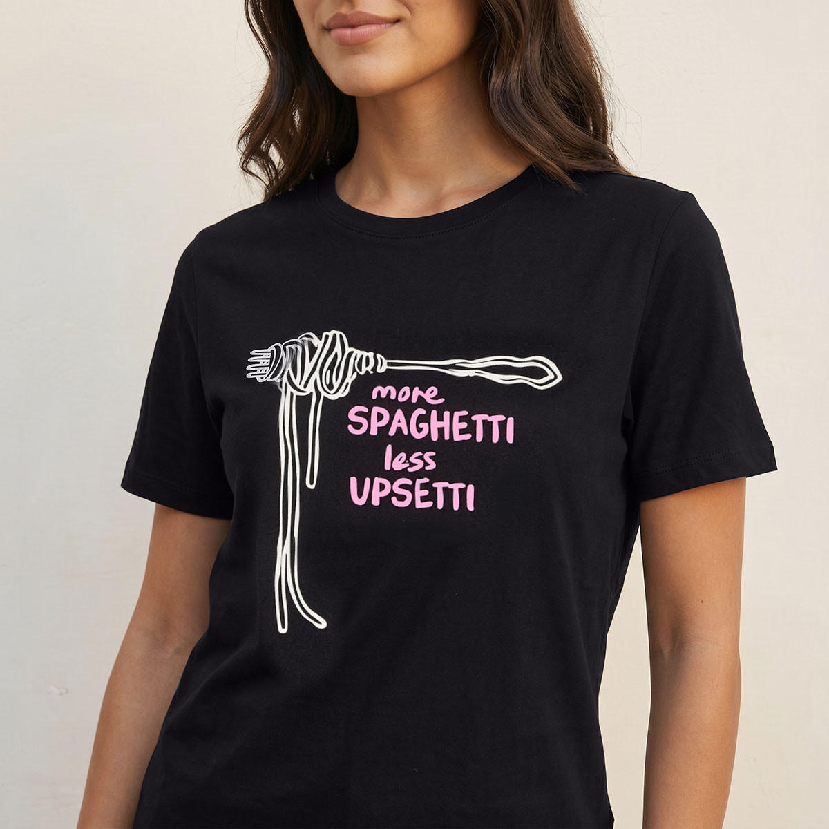 Splash Basics Cotton T-shirt with Spaghetti Print-women-clothing-tshirts-image-6
