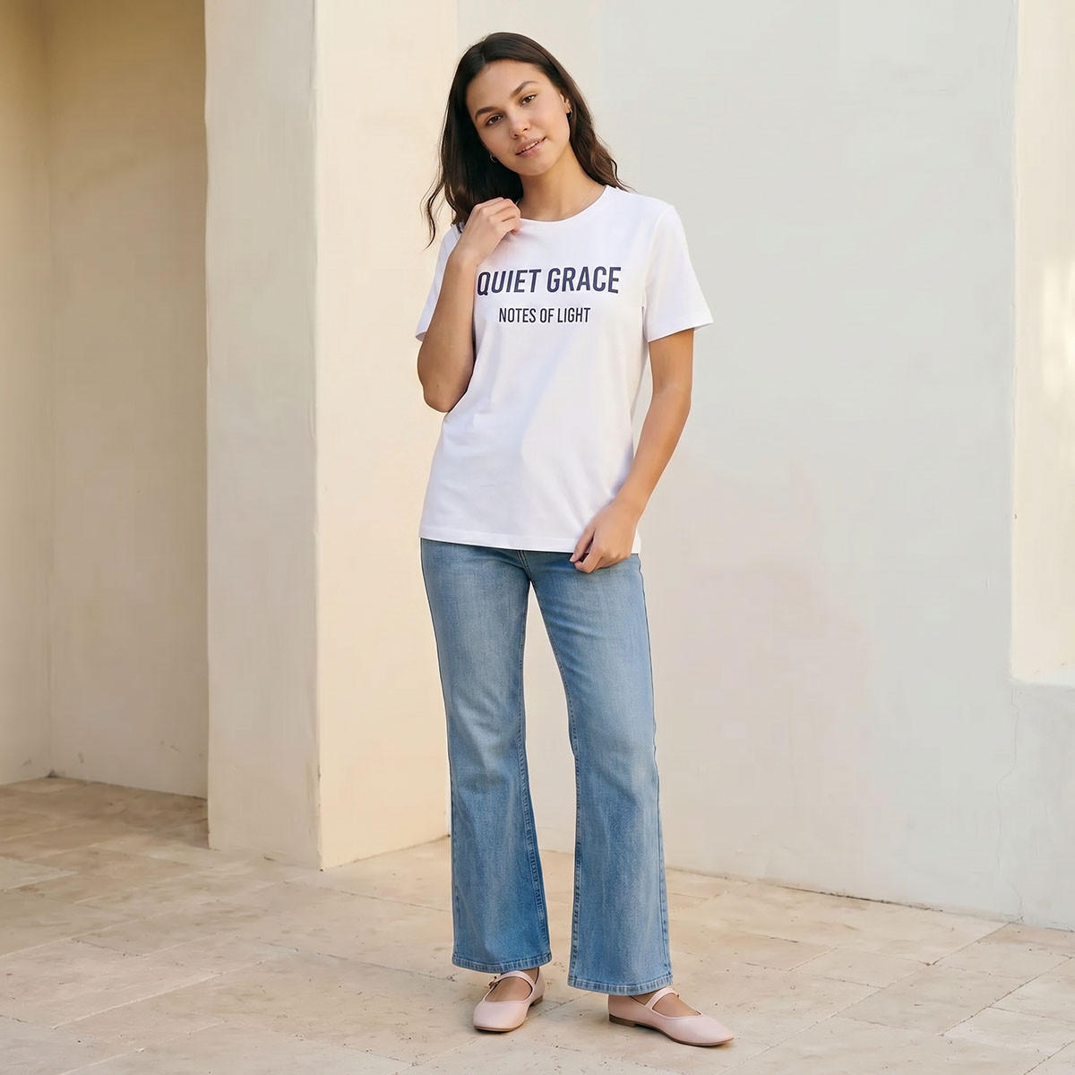 Splash Basic Cotton T-shirt with Slogan Print-women-clothing-tshirts-image-3