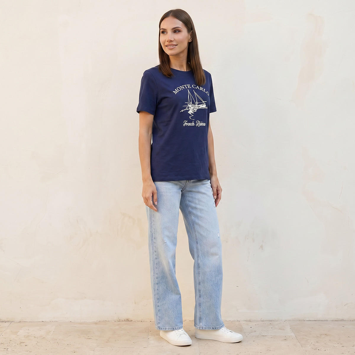 Splash Basics Cotton T-shirt with Monte Carlo Print-women-clothing-tshirts-image-3