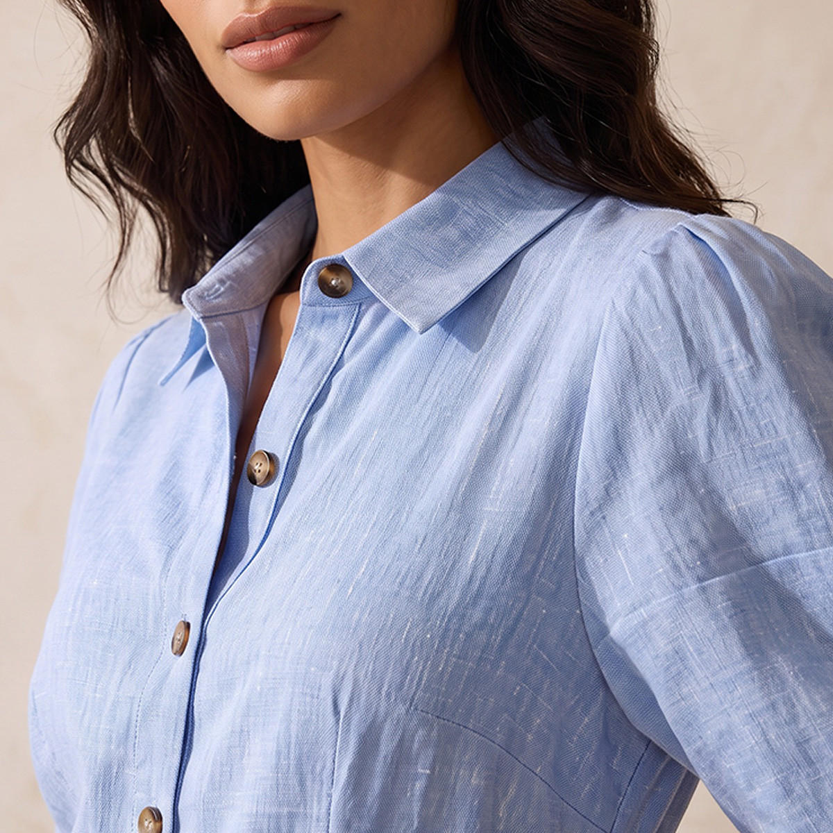 Splash Basic Linen Shirt Dress with Belt-women-clothing-dresses-image-6
