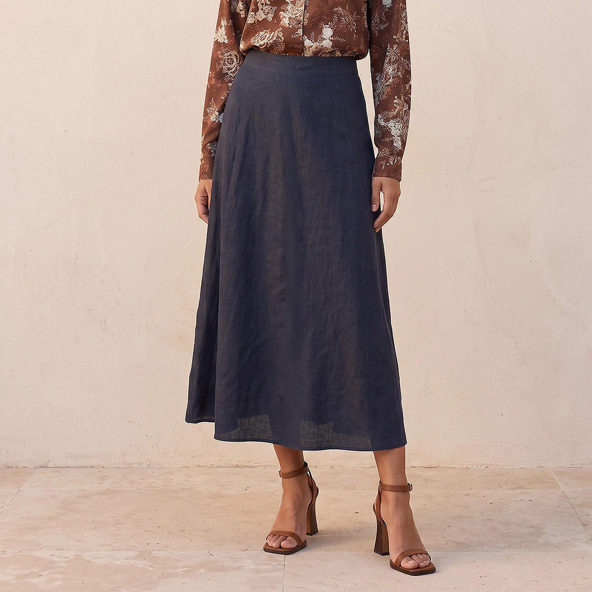 تنورة كتان إيه لاين من سبلاش بيسك-women-clothing-skirts-image-1