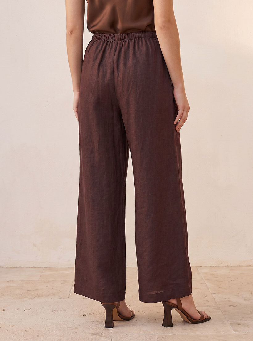 Splash Basic Wide Leg Linen Trousers-women-clothing-trousers-image-4