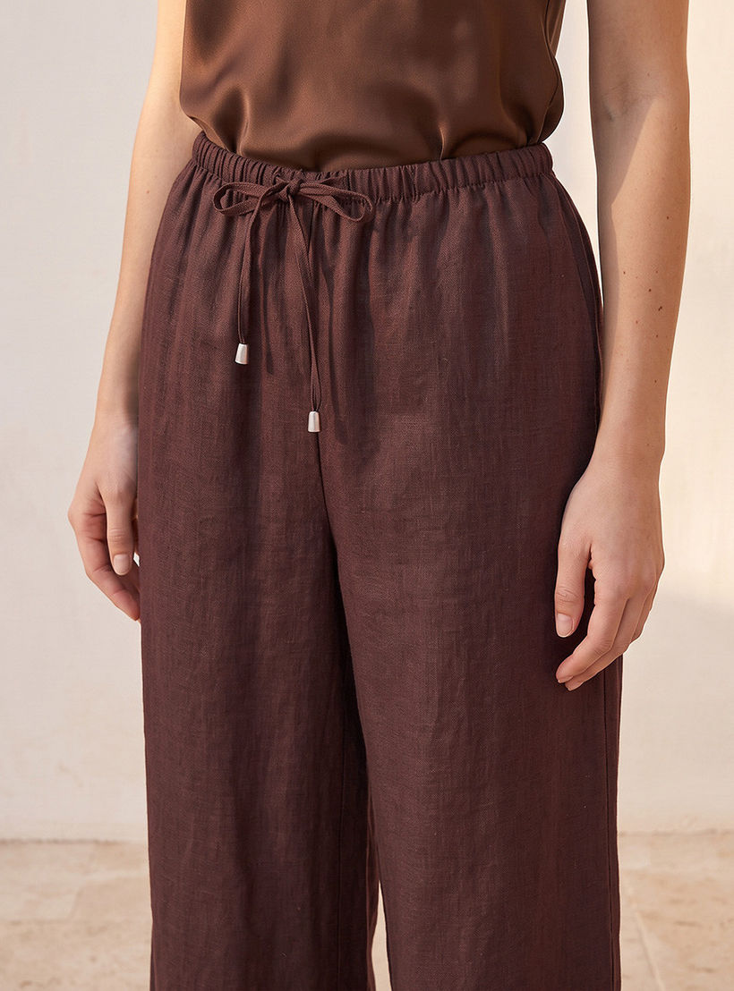 Splash Basic Wide Leg Linen Trousers-women-clothing-trousers-image-6